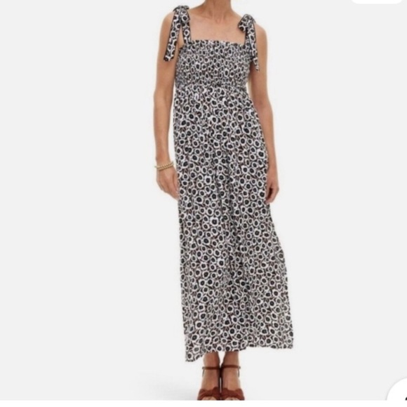 DVF for Target - Women's Smocked Tie Strap Neutral Poppy Midi Dress - Picture 2 of 9